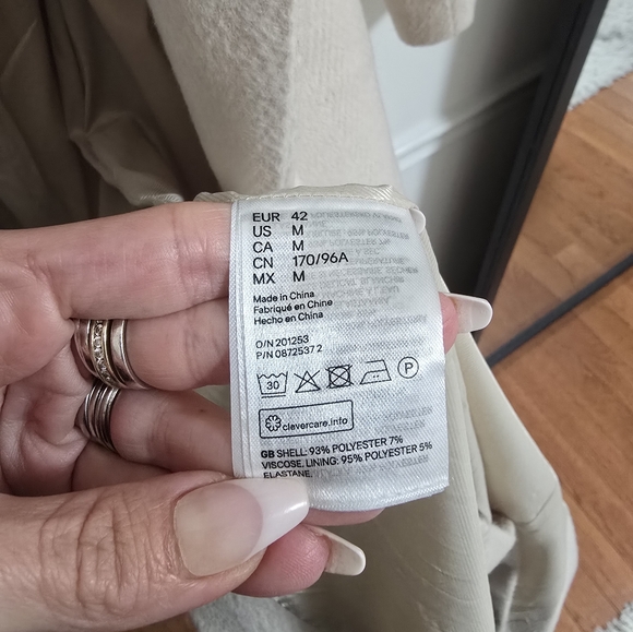 H&M ivory cream long belted coat size M - Picture 8 of 10